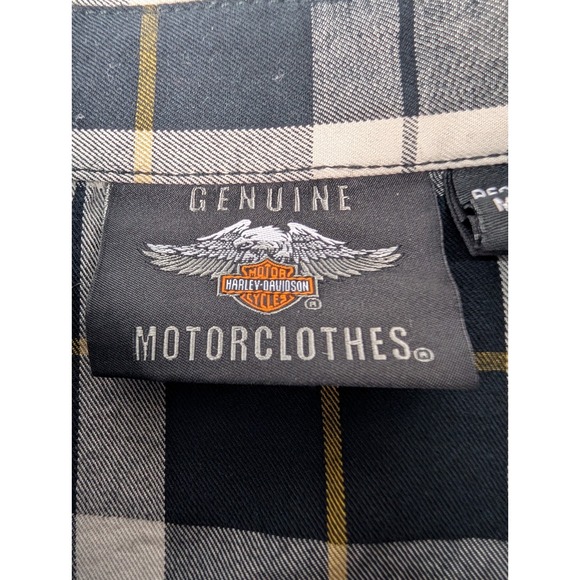 Harley Davidson Shirt Men's L Black Check Plaid Button Down Logo - Picture 5 of 13